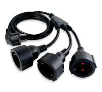 Doppia spina per presa di corrente, adattatore a 2 prese, 4000 W, prolunga Schuko, presa multipla, doppia presa con cavo flessibile, per casa, ufficio, cucina