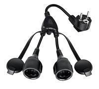 Doppia spina per presa, prolunga con 2 prese Schuko IP44, impermeabile, doppia presa a contatto di protezione, perfetta per casa, ufficio, esterno, 1,5 mm², fino a 250 V/16 A