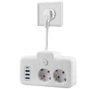 Doppia spina per prese, ciabatta a parete con 3 USB e 1 Type-C, presa multipla per prese, prese di sicurezza bambini, presa multipla con interruttore