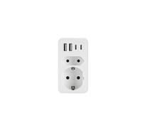Doppia spina tripla per presa con USB A e USB C, spina multipla bianca (1 x Schuko,1 x Euro,4 x USB)