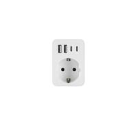 Doppia spina tripla per presa con USB A e USB C, spina multipla bianca (1 x Schuko, 4 x USB)