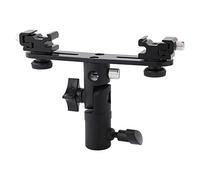 Doppia Staffa Flash, Slitta a Slitta Tipo T orientabile Speedlite Light Stand con Supporto per riflettore per ombrelli 1/4 "3/8" Supporto per Fotografia Video