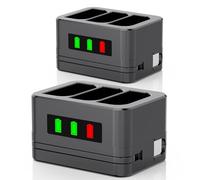 Doppia stazione di ricarica per anello, caricabatterie con display LED digitale, compatibile con Ring Video Doorbell 2/3/4/3 Plus/Spotlight Cam, USB Type-C (Black-3 slots-2Pack)