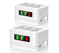 Doppia stazione di ricarica per anello, caricabatterie con display LED digitale, compatibile con Ring Video Doorbell 2/3/4/3 Plus/Spotlight Cam, USB Type-C (White-3 slots-2Pack)