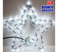 DOPPIA STELLA NATALIZIA LUMINOSA 50 LED COLORE BIANCO FREDDO USO INTERNO/ESTERNO