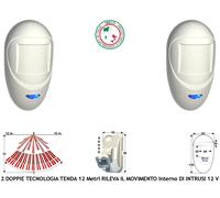 Doppia Tecnologia 2 Rilevatori Movimento Allarme ERS Portata Regolabile 12MT 12V