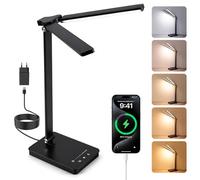 Doppia Testa LED Lampada Scrivania, 1000LM Chiara Luce Tavolo Architetto con 5 Modi Colore & Dimmer Continuo, Cura Occhi CRI>90, Touch, Memoria, 45 Min Timer, Regolabile Faretto Lettura Ufficio