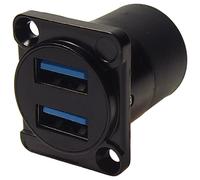 Doppia USB 3.0 Tipo A Prese Montaggio Pannello Connettore Nero Metallo Telaio