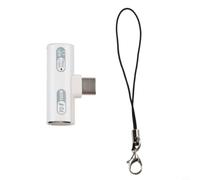 Doppia USB C per Ricarica Rapida 4cm Doppia USB C per Ricarica | Ricarica e ascolta musica insieme, interruzione, compatibile dispositivi USB C(Audio 202C-100 White)