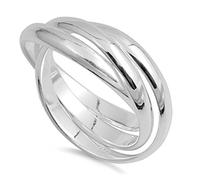 Doppio Accent Sterling Silver Plain Stile Anello Russo Trinity Interlocking Rolling Band 9 mm (Dimensioni da 4 a 13) e Argento, 27,5, cod. RP140730Z120