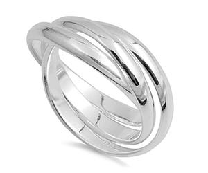 Doppio Accent Sterling Silver Plain Stile Anello Russo Trinity Interlocking Rolling Band 9 mm (Dimensioni da 4 a 13) e Argento, 27,5, cod. RP140730Z120