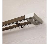 Doppio bastone per tenda con finitura effetto legno, divisore da parete per soggiorno e camera da letto, regolabile 4 m, bianco e marrone, facile da installare, elegante decorazione per la casa