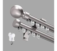 Doppio bastone per tenda da parete resistente, sistema a 2 strati per divisorio, ideale per soggiorno, camera da letto, ufficio, grigio, 604 cm