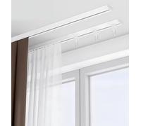 Doppio bastone per tenda da soffitto regolabile da 1,5 m a 12,2 m, bianco perfetto per tende, facile installazione, durevole ed elegante, ideale per la decorazione della casa e il trattamento delle