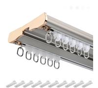 Doppio Binari Tende 1-6 m, Binario Soffitto In Alluminio, Binari for Tende Scorrevole, Ideale for Tende Doppie, Divisori Privacy E Onde(Grigio,5.2m)