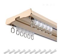 Doppio Binari Tende 1-6 m, Binario Soffitto In Alluminio, Binari for Tende Scorrevole, Ideale for Tende Doppie, Divisori Privacy E Onde(Gold,6m)