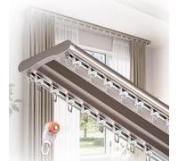 Doppio Binario In Alluminio Per Tende 100-600cm, Binario Per Tende Montaggio A Soffitto Robusto Con Puleggia Silenziosa, Bastoni Per Tende Per Divisorio Stanza Soggiorno(Champagne color,220cm)