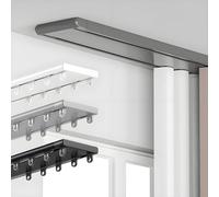 Doppio binario per soffitto resistente, 1 m 6 m, in alluminio, con gancio, ideale per camera da letto, soggiorno, finestra, hotel (grigio 5 m), soluzione durevole ed elegante