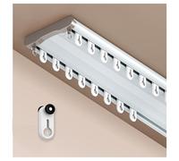 Doppio binario per tenda da 200 cm, regolabile, a 2 vie, in alluminio, per soggiorno e camera da letto, elegante (bianco)