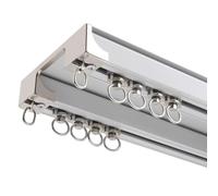Doppio binario per tenda di lusso pesante siamesi nano silenzio binario per la casa, lunghezza personalizzata e montaggio a soffitto o parete, bianco (dimensioni: 400 cm (4 x 100 cm), colore: bianco)