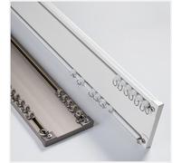 Doppio binario per tende in alluminio, perfetto per tende leggere e pesanti, montaggio a soffitto, per interni moderni, bianco, 3 x 1 m
