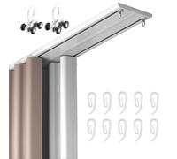 Doppio binario per tende resistente, binario flessibile da soffitto con puleggia e gancio per tende, ideale per soggiorno e camera da letto (bianco, 150 cm)