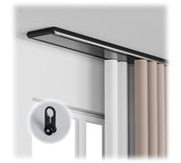 Doppio binario per tende resistente, con guida in acciaio, aste da soffitto in lega di alluminio, per casa e ufficio, sistema antiscivolo silenzioso (nero, 360 cm)