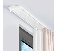 Doppio binario per tende resistente, in alluminio, ultra sottile, da 1 m a 4,5 m, per finestre, facile da installare, ideale per camera da letto e vestirsi (bianco, 3,1 m)
