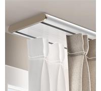 Doppio Binario Tenda Soffitto, Binario Per Tende Per Soggiorno/camera Da Letto/divisorio - Aste Per Tende Da Scorrevole Con Rulli Lisci(White,5.0FT/150CM)
