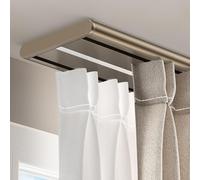 Doppio Binario Tenda Soffitto, Binario Per Tende Per Soggiorno/camera Da Letto/divisorio - Aste Per Tende Da Scorrevole Con Rulli Lisci(Champagne,5.0FT/150CM)