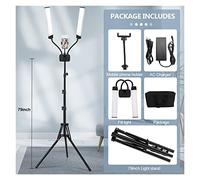 Doppio braccio LED Fill Light Studio fotografico Strisce lunghe Lampada ad anello LED con treppiede Schermo LCD 3200-5600K Illuminazione fotografica for selfie(200cm Tripod)