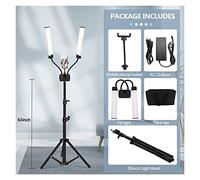 Doppio braccio LED Fill Light Studio fotografico Strisce lunghe Lampada ad anello LED con treppiede Schermo LCD 3200-5600K Illuminazione fotografica for selfie(160cm Tripod)