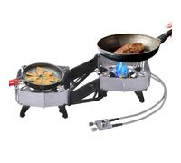 Doppio bruciatore pieghevole, fornello da campeggio a 2 bruciatori - Fornello da campeggio portatile a due bruciatori per cucina all'aperto,Bruciatore di cottura pieghevole per parabrezza ad alte