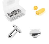 Doppio Cappuccio Rivetti In Metallo Scatola Di Plastica In Pelle Borchie Culla Per La Decorazione Di Riparazione Artigianale In Pelle 100 Set-Argento 8 Mm X 8 Mm
