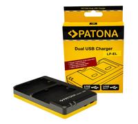 Patona Caricabatterie doppio per Speedlite LP-EL EL-1 EL-5 di Canon, incluso cavo USB-C