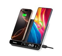 Doppio Caricatore Wireless per 2 Telefoni, Stazione Ricarica per iPhone Air/17 Pro/17 Pro Max/17/16/15/14/13/12, Samsung Galaxy S25/S24/S23/S22, Pixel 9/8/7, Android Phones, Galaxy Buds, SwanScout 504