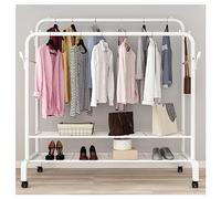 Doppio Carrello Appendiabiti con Ripiano A Due Livelli Robusto Stand Appendiabiti con Ruote Appendiabiti per Abiti Appendiabiti per Abbigliamento Aggiunge Immediatamente Spazio Armadio (Color : White