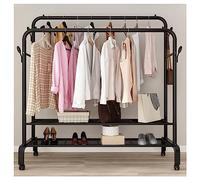 Doppio Carrello Appendiabiti Con Ripiano A Due Livelli Robusto Stand Appendiabiti Con Ruote Appendiabiti Per Abiti Appendiabiti Per Abbigliamento Aggiunge Immediatamente Spazio Armadio ( Color : Black