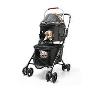 Doppio Carrello Per Cani Passeggino Per Carrozzina Borsa Pieghevole A Strato Gabbia Per Gatti Carrello Per Animali Domestici Carrozzina Da Viaggio Capacità Di Trasporto Fino A 16 Kg (Color : Black)