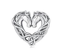 Doppio Cavallo Celtico Nodo Charms Argento Sterling 925 Amore Cuore Perla infinita Adatta Pandora Bracciale Collana per le donne