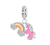 Doppio ciondolo pony, ciondolo per braccialetto, compatibile con collana braccialetto Pandora