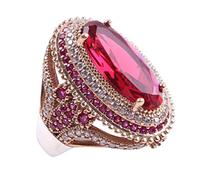 Doppio colore rosso grande anello di diamanti moda donna matrimonio anello di diamanti geometria anelli taglia 6 10 Anelli Di Salto Da 6 Mm (Rose Gold, 6)