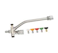 Doppio connettore per lancia idropulitrice, in acciaio inox, attacco rapido per sapone e risciacquo da 1/4", con 5 ugelli spray, compatibile con la maggior parte dei generatori di schiuma e