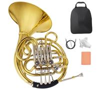 Doppio corno francese, quattro tasti in accordatura F/Bb, ottone selezionato, design staccabile in corno francese di grado professionale, viene fornito con zaino, guanti, panno per la pulizia e kit di