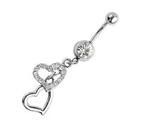 Doppio Cuore con Strass Ciondola Le Barre di Pancia Anello con Ombelico Piercing all'ombelico Gioielli Eleganti e Popolari