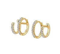 Doppio Diamante Zircone Orecchio Cuff Clip Orecchini per Le Donne Senza Piercing Orecchini Gioielli, LYLSSSDH, di E1