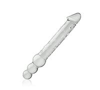 Doppio dildo di vetro per le donne, SXOVO Dildo realistico di vetro Dildo anale di cristallo Plug anale del pene Buttplug G-spot Stimolatore di masturbazione SM Toys per uomini donne (S)