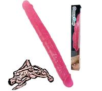 DOPPIO dildo realistico a bastone fallo stimolatore JELLY intimo donna non pieg