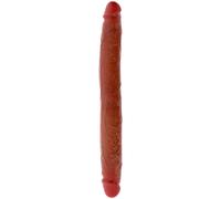 Doppio dildo realistico in silicone - 35 cm x 3,5 cm ø - con prepuzio mobile
