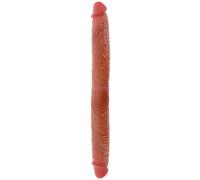 Doppio dildo realistico in silicone - 46 cm x 4,5 cm ø - con prepuzio mobile